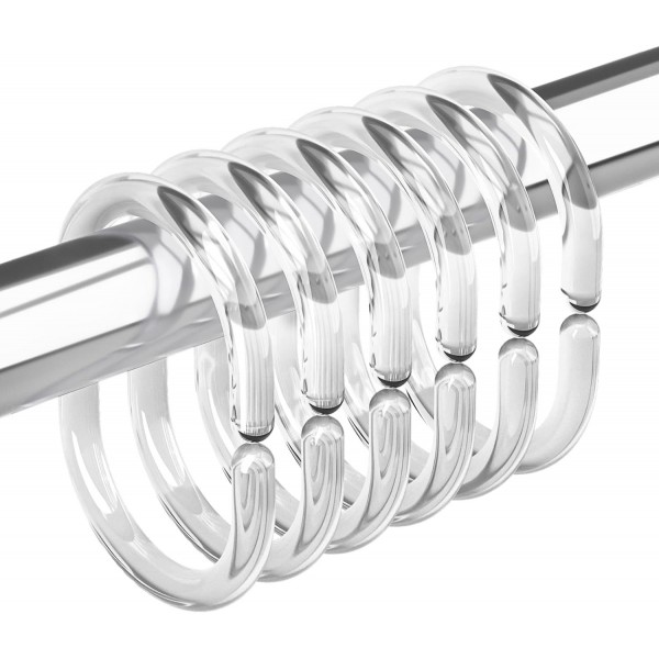 YANXI Plastic Shower Curtain Rings, Shower Curtain Hooks, 6 Pcs C Shaped Shower Hooks for Shower Curtain, Clear Shower Curtain Hooks for Bathroom