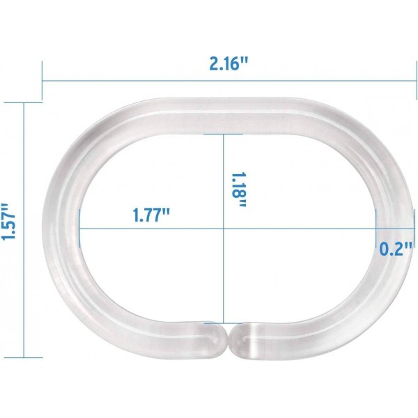 YANXI Plastic Shower Curtain Rings, Shower Curtain Hooks, 6 Pcs C Shaped Shower Hooks for Shower Curtain, Clear Shower Curtain Hooks for Bathroom