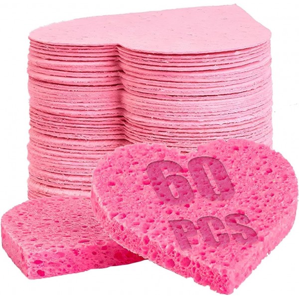 YANXI 60-Count Compressed Facial Sponges | 100% Na...
